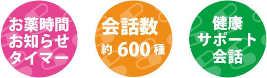 お薬時間お知らせタイマー 会話数約600種 健康サポート会話